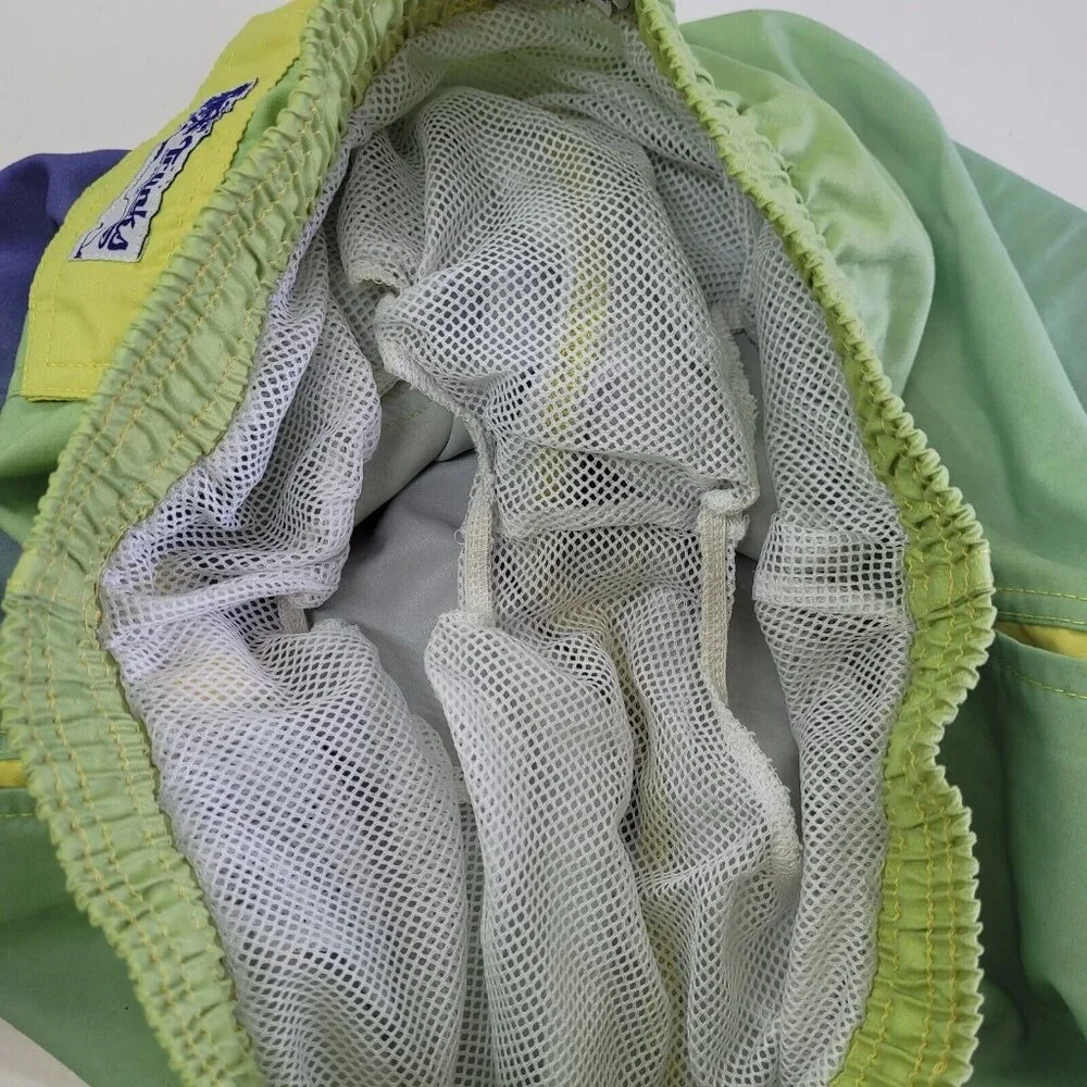 Trunks Swim Bottom Mens M Green/Blue Mesh Lined 6